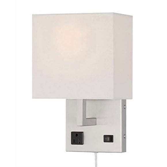 Lámpara de Pared HomeFocus para Mesa de Noche con Enchufe Metal Níquel Satinado