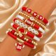 thumbnail image 2 of Pulsera Artlunar Football Stack – Juego de pulseras apilables con encanto rojo, 2 of 6