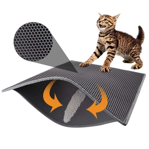 Alfombrilla de arena para gatos Pieviev, impermeable, a prueba de orina, que atrapa, gris