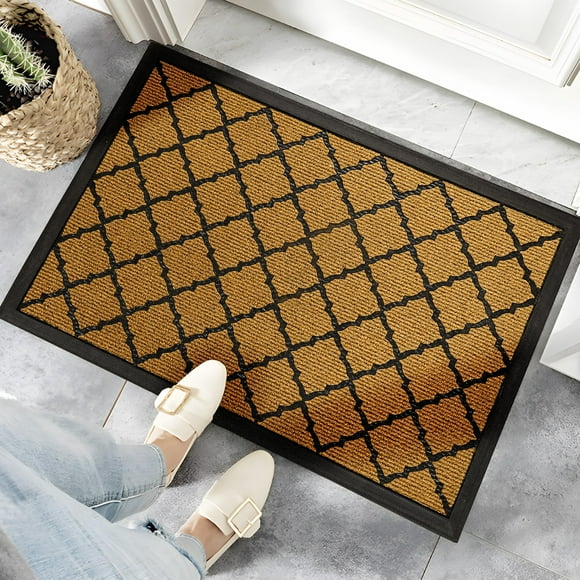 Alfombrilla para puerta delantera resistente a cualquier clima, 30 x 17 cm, color marrón