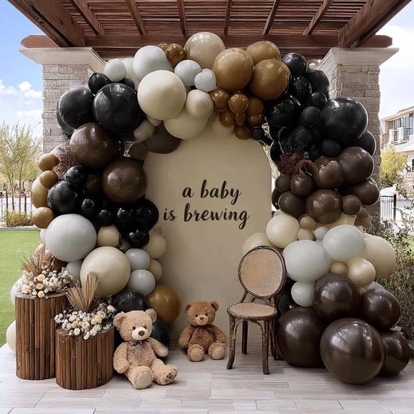 Kit de arco de globos doble relleno marrón beige de feilebalon