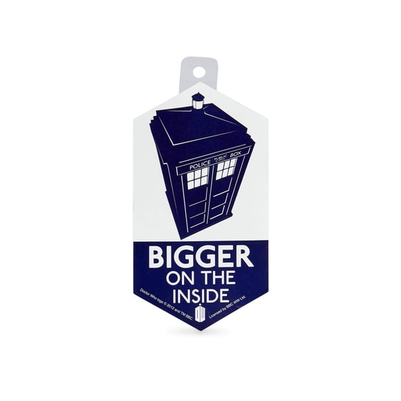 Pegatina Seven20 de Doctor Who TARDIS más grande en el interior, 10 cm