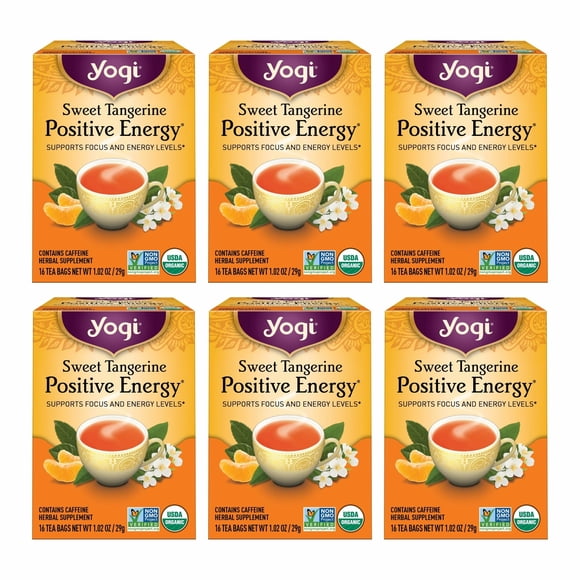 Té Yogi Sweet Tangerine Positive Energy, 16 bolsas, paquete de 6