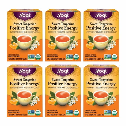 Té Yogi Sweet Tangerine Positive Energy, 16 Bolsas, Paquete De 6