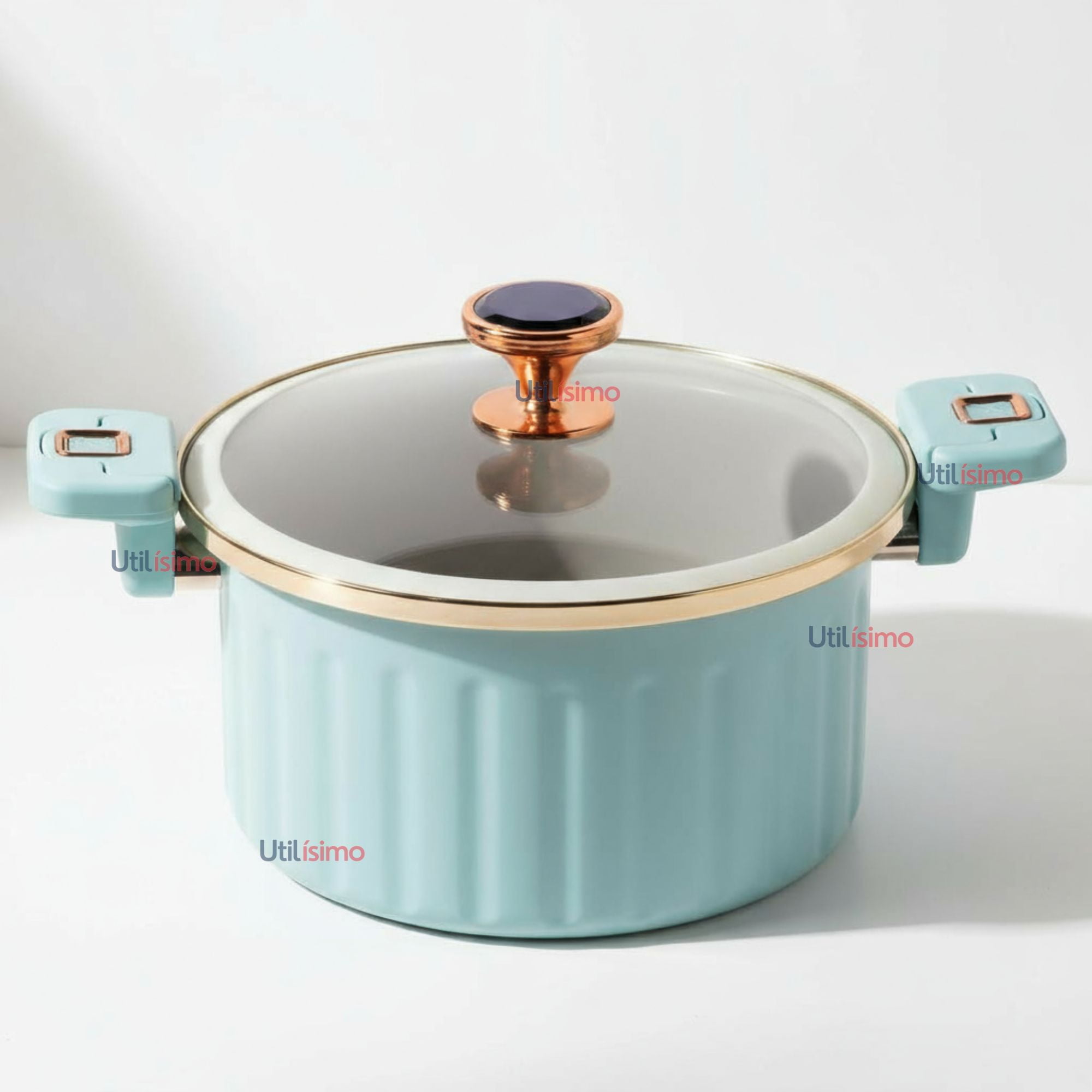 Line - Olla De Micro Presión Esmalte Antiadherente Capacidad 10 Litros Color Azul