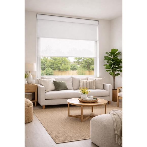 Cortina Roller Doble Blackout / Sunscreen Blanco 165X160