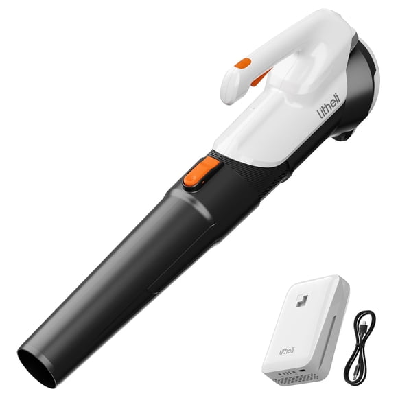 Litheli Soplador de Hojas Inalámbrico 20V con Batería de 2,0 Ah, Ligero, 2 Velocidades, Soplador Eléctrico para Jardín, Patio, Nieve y Polvo