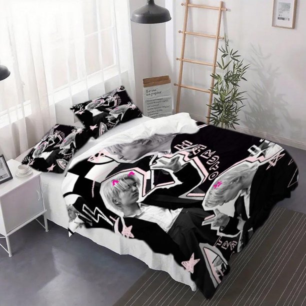 3pcs Watanabe Onato Black And White Creative Puzzle Duvet Cover Set - Bed Set with Printed Patterns Includes a Fitted Sheet And Pillowcases - Suitable for Bedrooms