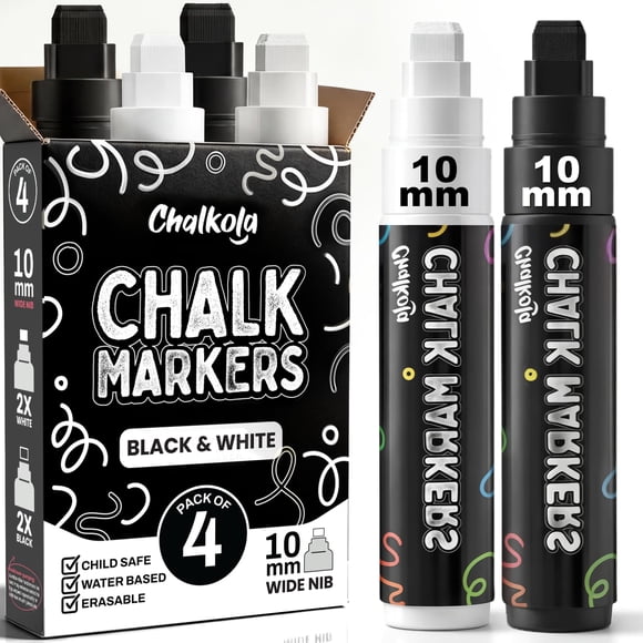 Marcadores de ventana Chalkola Jumbo Liquid Chalk, 10 mm, paquete de 4