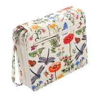 Magideal - Organizador De Bolígrafos, Estuche Para Lápices De Colores, 120 Ranuras, Multifunción, Portátil, Con Cremallera De Tela, Portalápices Abierto, Bolsa D Blanco