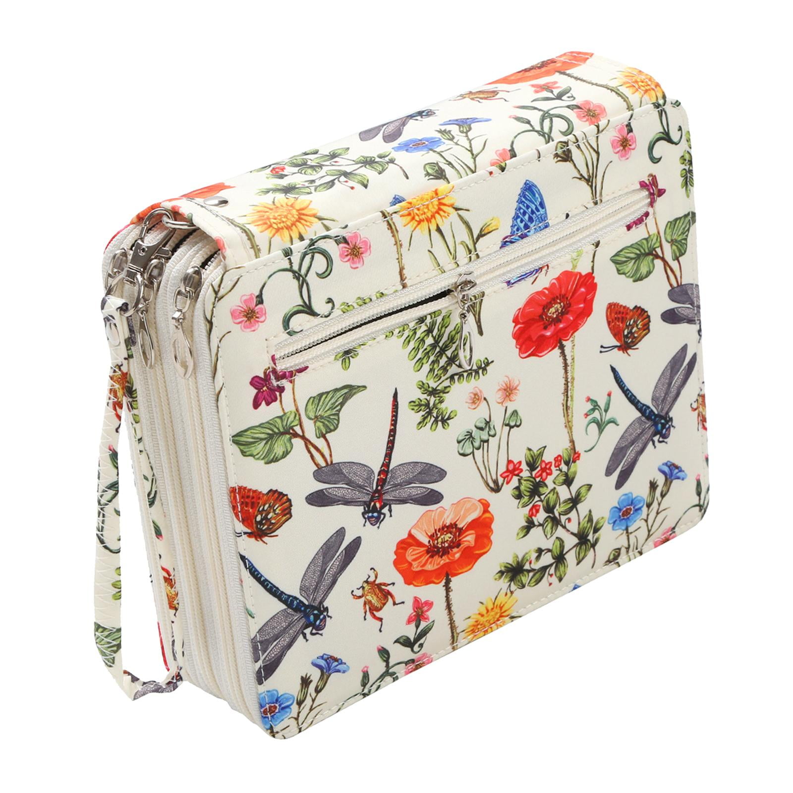 Magideal - Organizador De Bolígrafos, Estuche Para Lápices De Colores, 120 Ranuras, Multifunción, Portátil, Con Cremallera De Tela, Portalápices Abierto, Bolsa D Blanco