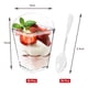 thumbnail image 4 of Paquete de 50 vasos de plástico transparente para postre de 145 ml con tapa y cuchara, vasos cuadrados reutilizables para aperitivos, vasos para servir chupitos de postre y mini vasos para degustación, 4 of 5
