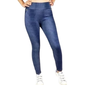 Likeshop - Pantalón Calza Tela Jeans Forro Piel Cierres 338