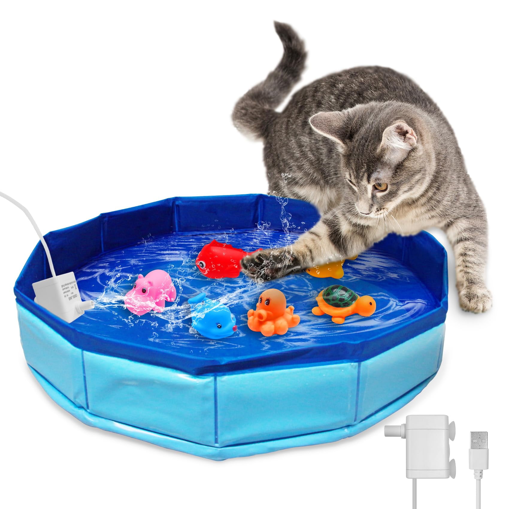Juguetes Interactivos Para Piscina Para Gatos Eelexa Con 6 Juguetes Acuáticos En Forma De Pez