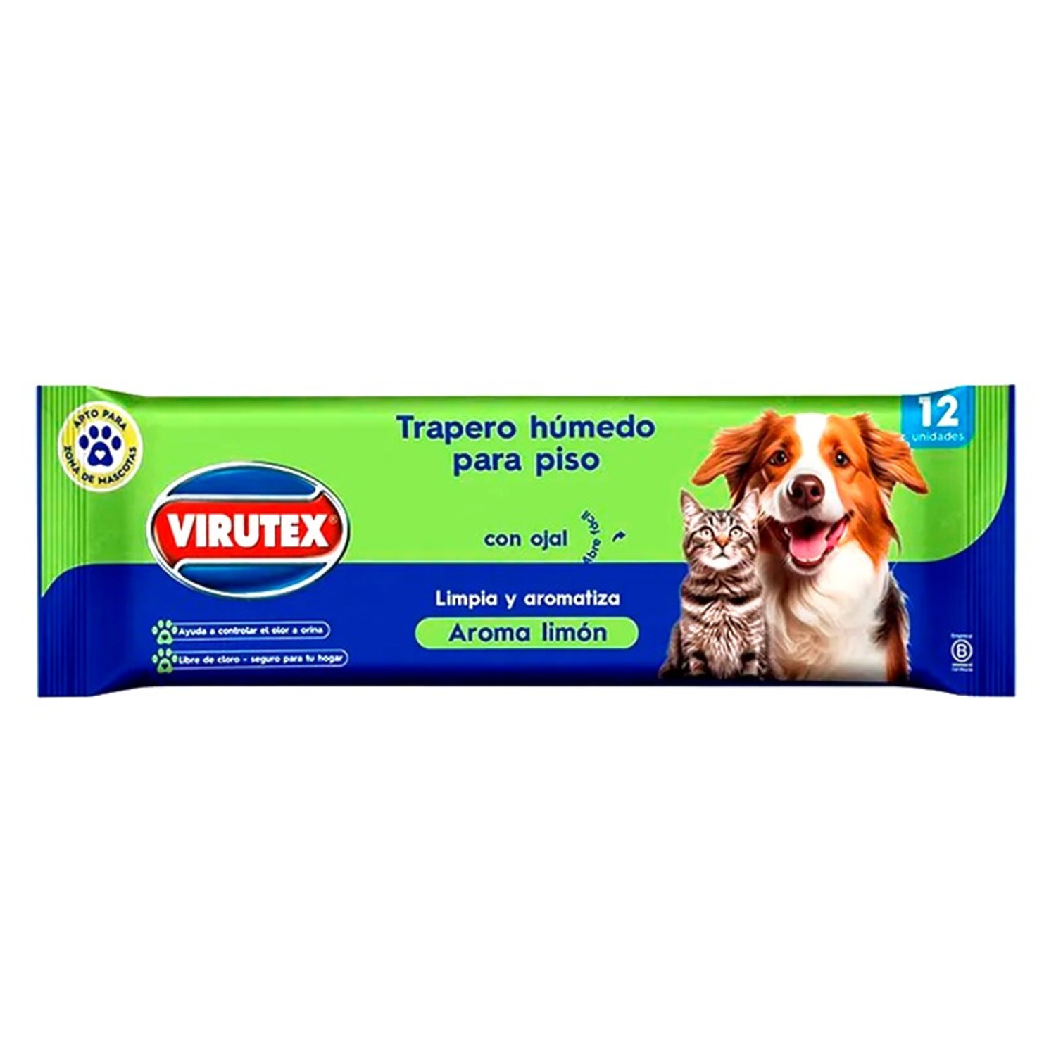 Virutex - Pack X 4 Trapero Húmedo Pets 12 Und Limón