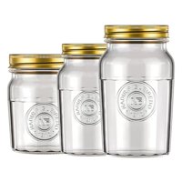 Set 3 Frascos Americano Vintage Nadir Vidrio Tapa Dorada