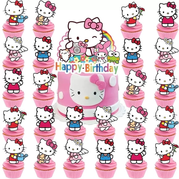 Decoración para magdalenas Jlemon Kawaii Cat de Party Supplies con decoración para tartas