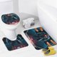 thumbnail image 4 of Cyborg-theme 4-Piece Shower Curtain Set with Rugs, Waterproof Bathroom Decor Set Includes Bath Mat, U-Shaped Rug, Toilet Lid Cover and Curtain with Hooks, 4 of 6