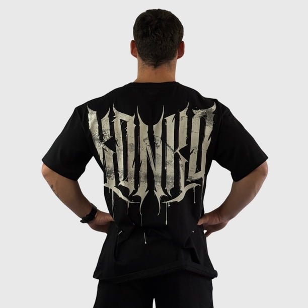 Polera Overize Premium Cotton Revenge Negra Hombre Konko
