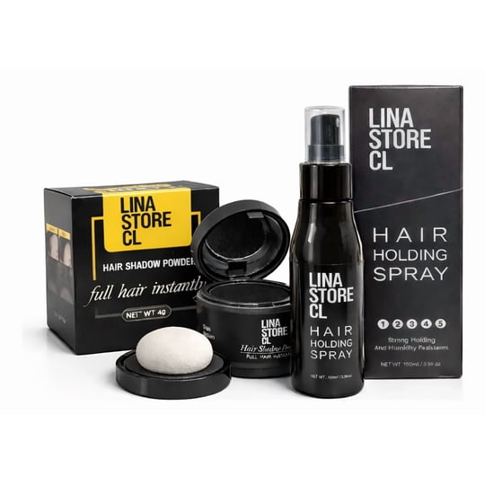 Linastore - Polvo Capilar Efecto Cabello Rápido Negro+fijadora Capilar