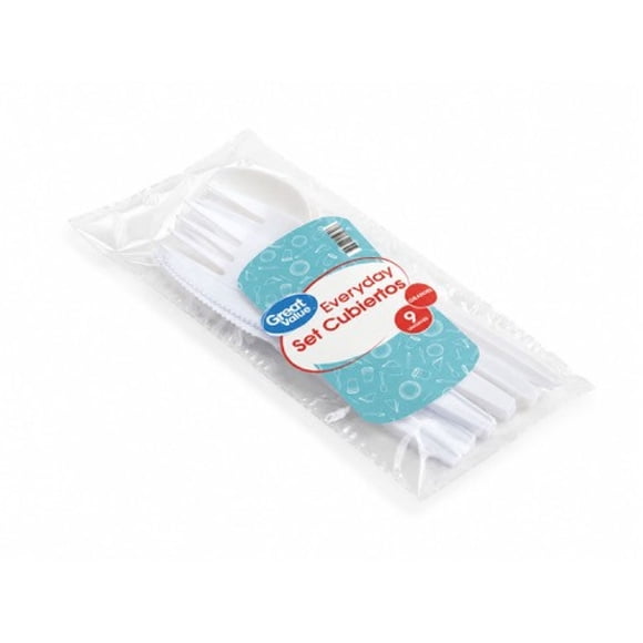 Set de 9 cubiertos blancos