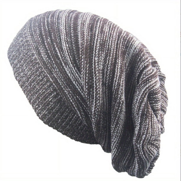 Striped Knitted Elastic Beanie Soft Loose Skull Cap Breathable Head Scarf Turban Chemo Hats For Women