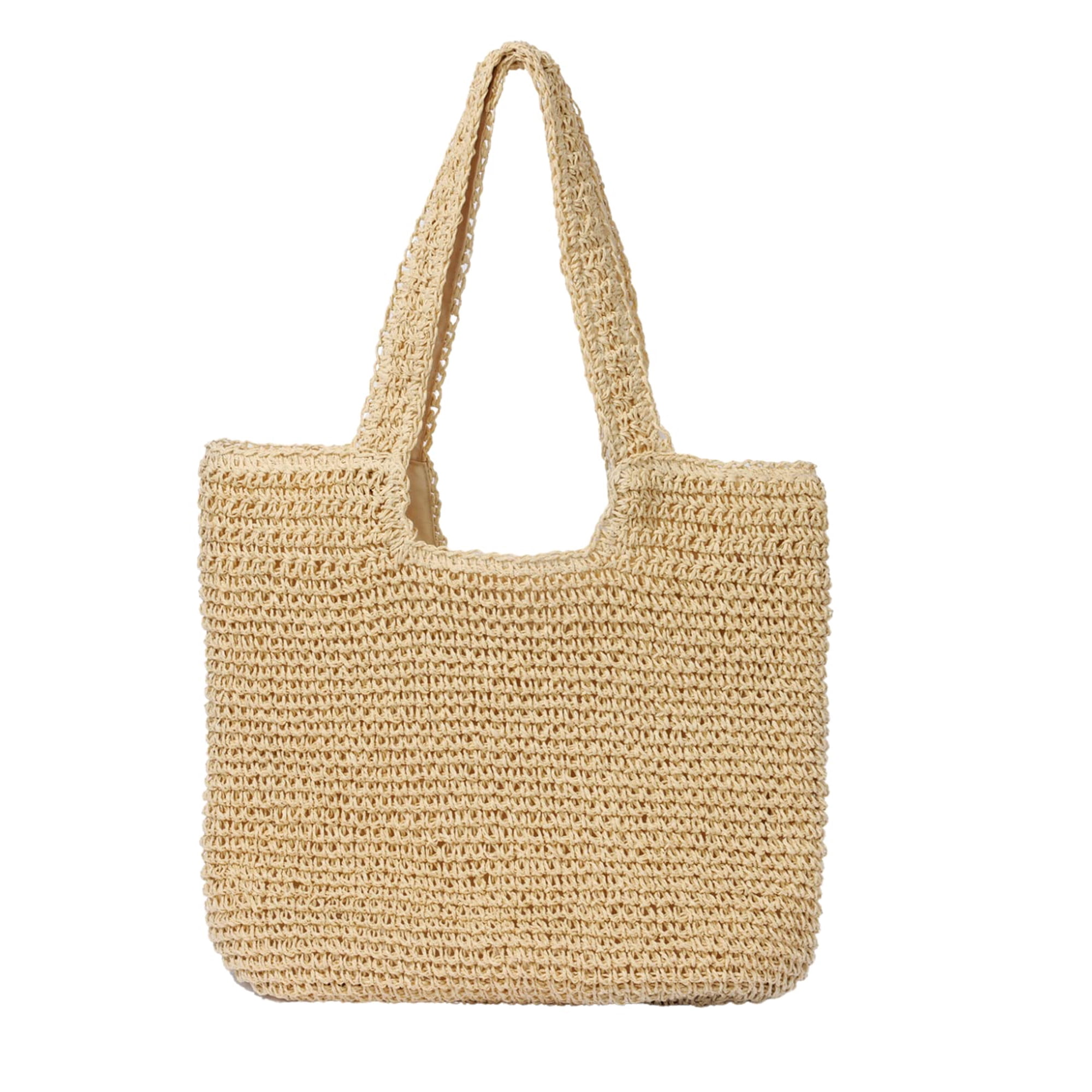 Bolsa De Playa Goldtimo Summer Soft, Grande, Tejida En Color Beige Paja, Para Mujer