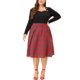 thumbnail image 1 of Faldas de Cuadros Agnes Orinda para Mujer de Talla Grande, Línea A, Largo a la Rodilla, 4X Rojo, 1 of 8