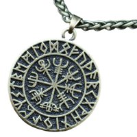 Magideal - Con Colgante Para Hombre, De Runas, Es, Cadena, Joyería Nórdica, Regalos Para Hombres, Papá, , Cadena De Bronce Bronce Con Cadena De Metal