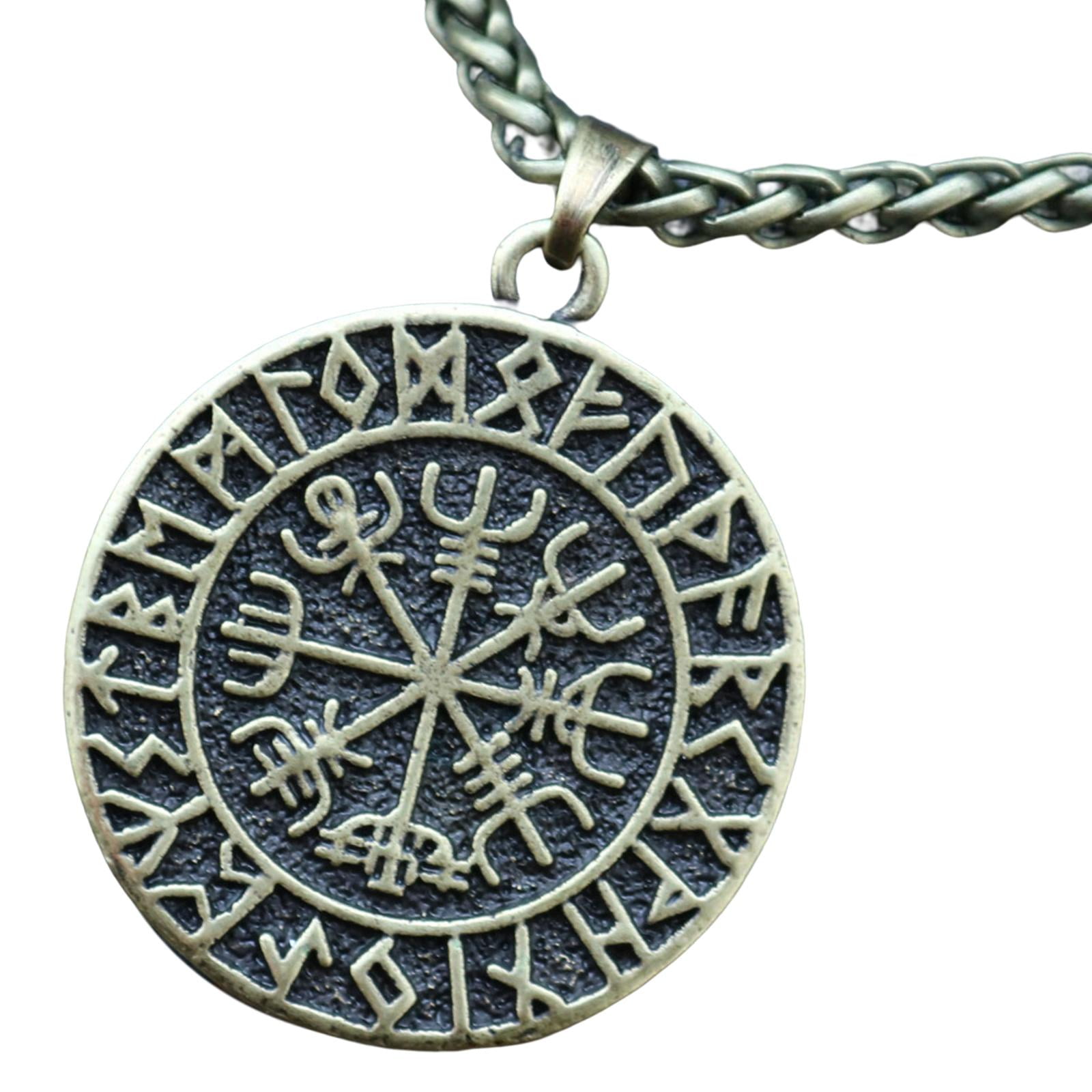 Magideal - Con Colgante Para Hombre, De Runas, Es, Cadena, Joyería Nórdica, Regalos Para Hombres, Papá, , Cadena De Bronce Bronce Con Cadena De Metal