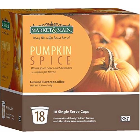 Café Market & Main Pumpkin Spice – Pack de 18 cápsulas K‑Cup
