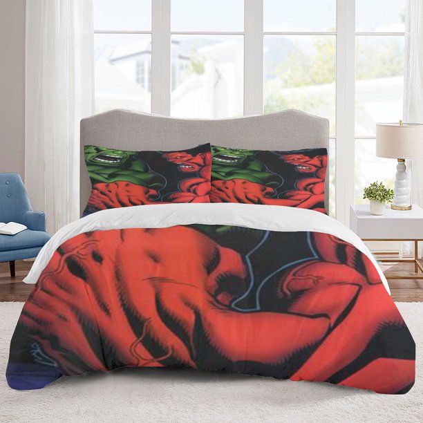 Hulk Bedding Sets Cartoon Duvet Cover Lightweight 3 Piece Bet Sets for Kids Boys Girls