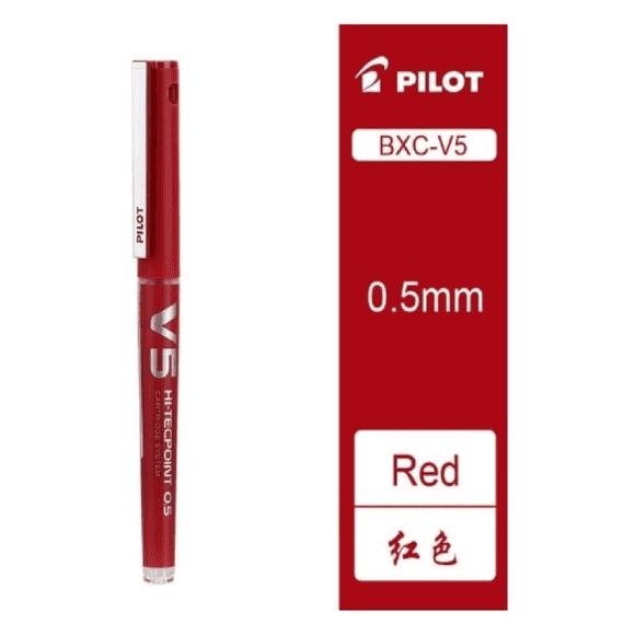 Roller Pilot V5 Recargable A Cartucho Lapicera Japon Aguja Color De La Tinta Rojo