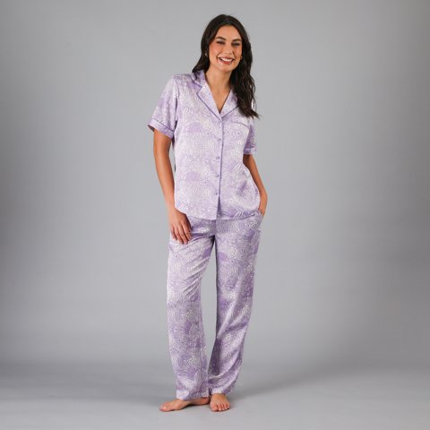 Set Camisero + Pantalon Satin Print Flores Mujer 33824-242