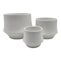 Fliperex - Set 3 Maceteros Maceta De Ceramica Elegante Blanco Liso Blanco