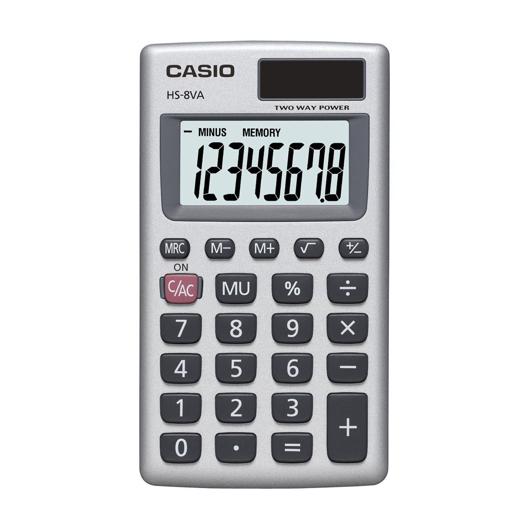 Calculadora De Bolsillo Casio Hs-8va Con Pantalla Lcd De 8 Dígitos Con Energía Solar