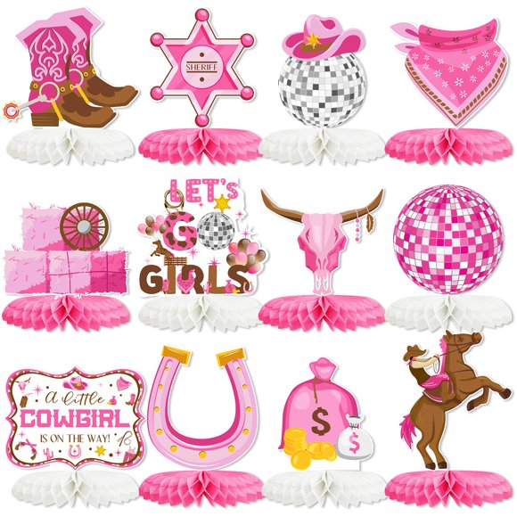 Decoraciones para fiestas Tarklanda Western Cowgirl Honeycomb x12