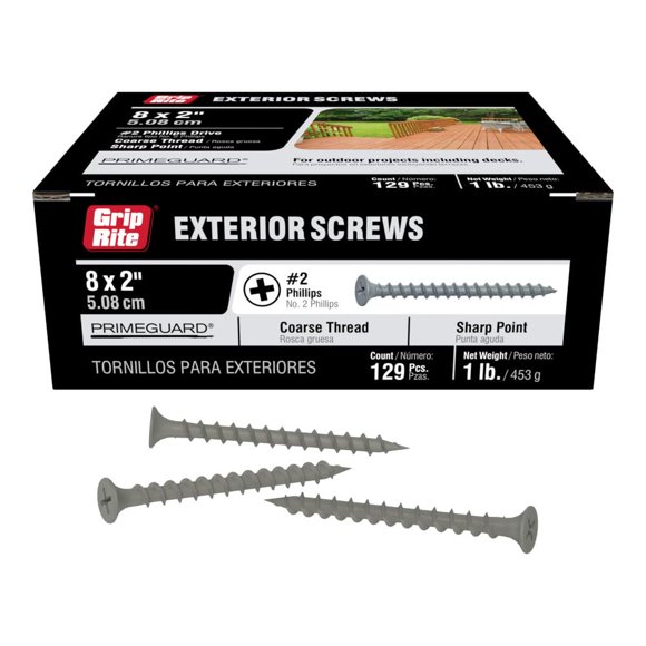 Tornillos Grip‑Rite #9 x 5 cm Gruesos Gris 453 g