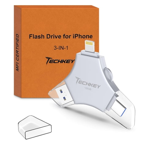 Techkey - Unidad Flash Usb 3.0 De 128 Gb Para Iphone Con Certificación Mfi