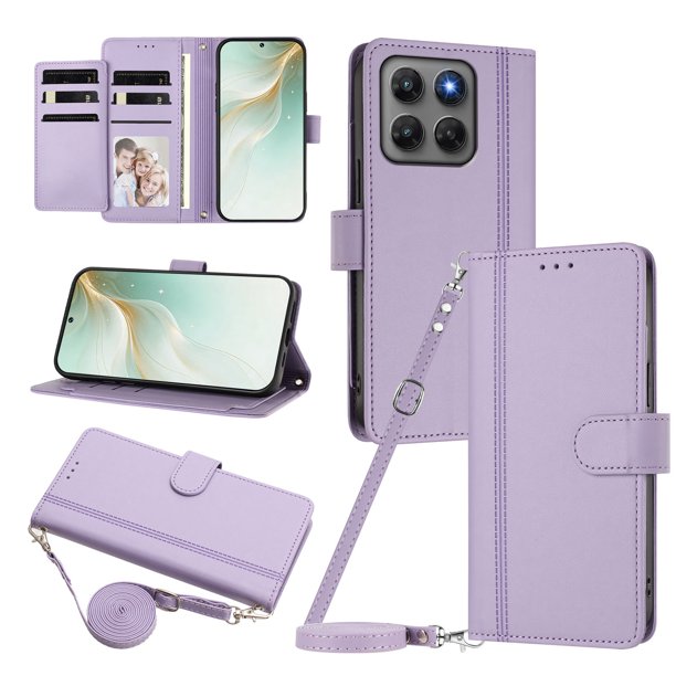 Funda Tipo Libro para Motorola Moto G47, Tapa con Imán, Morado Claro
