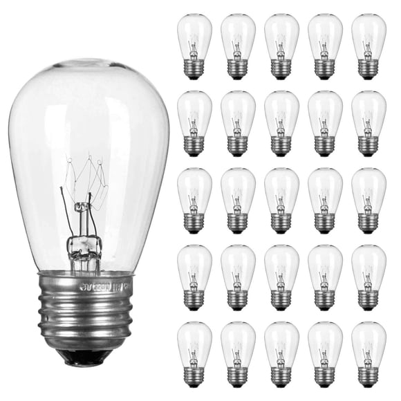 Paquete de 26 bombillas Brightown S14 11 W E26 de vidrio transparente
