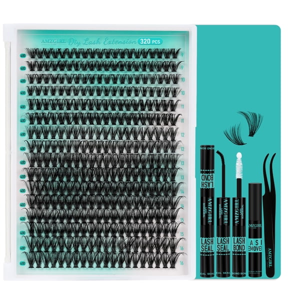 Kit de extensión de pestañas AMZGIRL LASH Clusters 320 piezas 40D