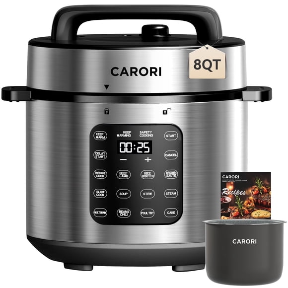 Olla de Presión Eléctrica CARORI 9 en 1 1000W 7,6L Plata
