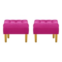 Bodevir - Set Pouf Wood 1C Felpa 04 Fucsia