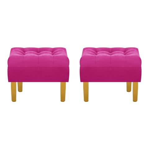 Bodevir - Set Pouf Wood 1C Felpa 04 Fucsia