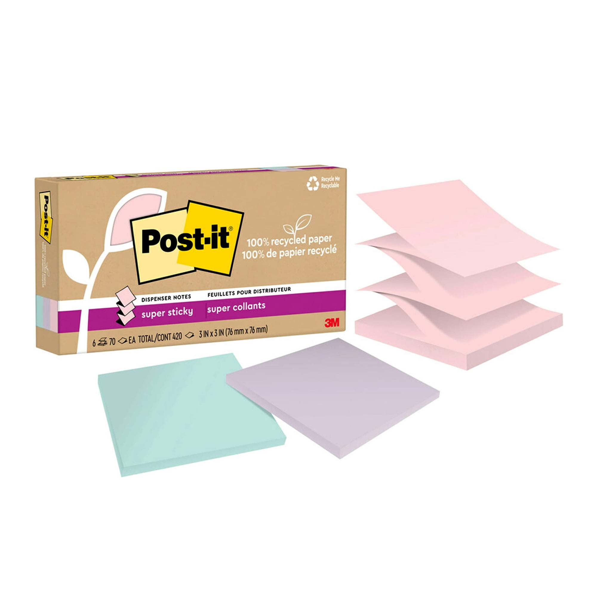 Sticky Notes Post-it Wanderlust Pastels, Papel 100% Reciclado