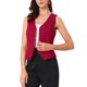 thumbnail image 4 of INSPIRE CHIC Chaleco de Mujer sin Mangas con Botones, Escote en V, Corto, Color Rojo Intenso, Talla S, 4 of 6