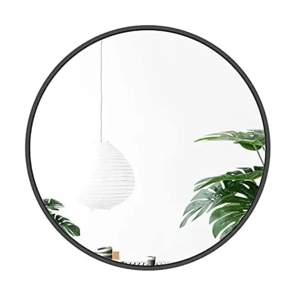 Espejo Redondo 60x60 Cm Negro Diseño Moderno Minimalista