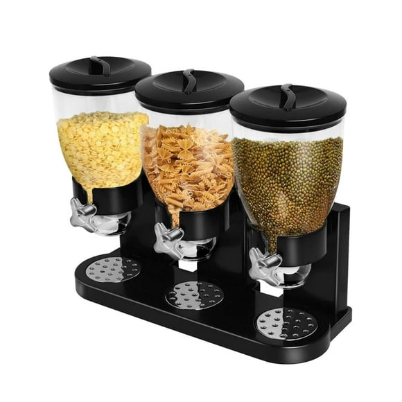 Dispensador De Cereal Triple Dispensador Hermético negro