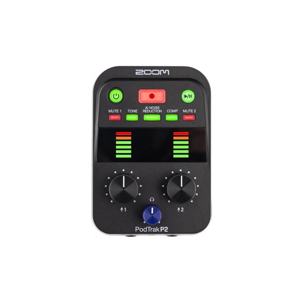 Grabador de podcasts Zoom PodTrak P2 con 2 entradas de micrófono USB de 1 TB SD